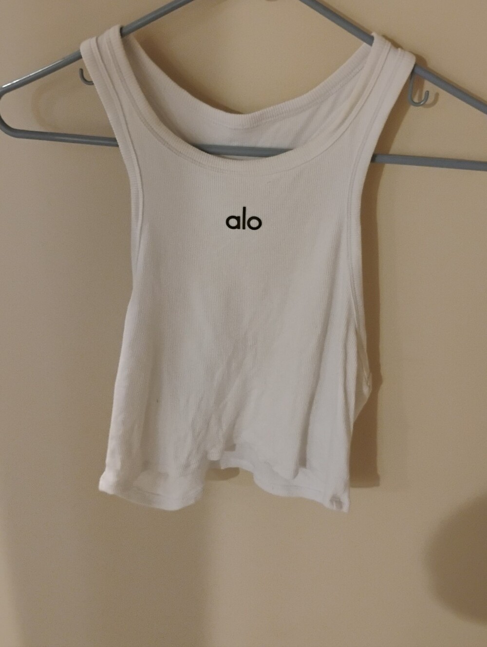 Alo Womens High Neckline Aspire Cropped Ribbed Tank Top Fits Sz S